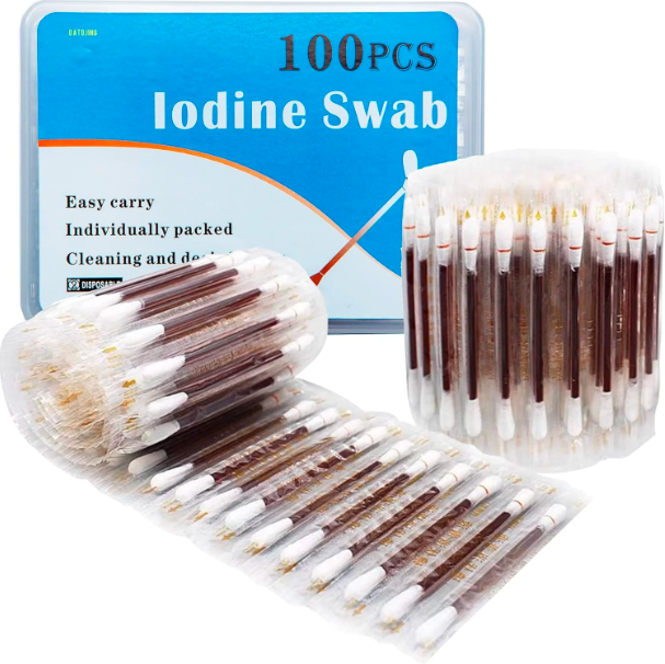 Iodine-Infused Cotton Swabsticks for Wound Care [PACK OF 50]